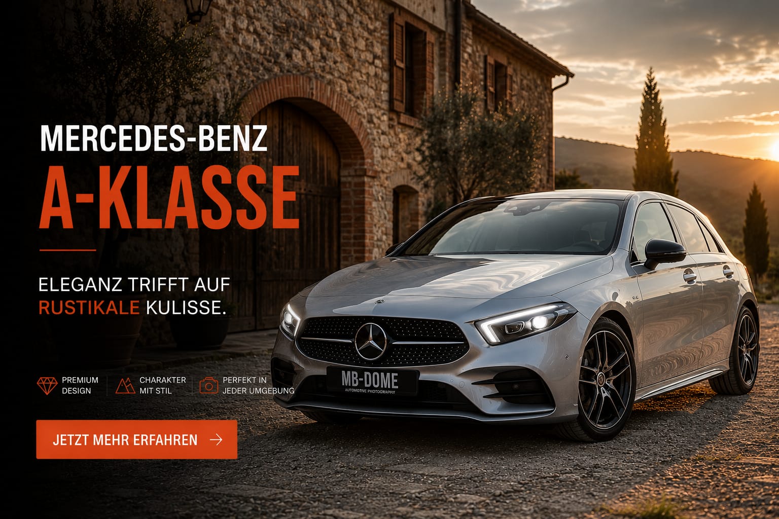 Mercedes-Benz A-Klasse – Eleganz trifft auf rustikale Kulisse