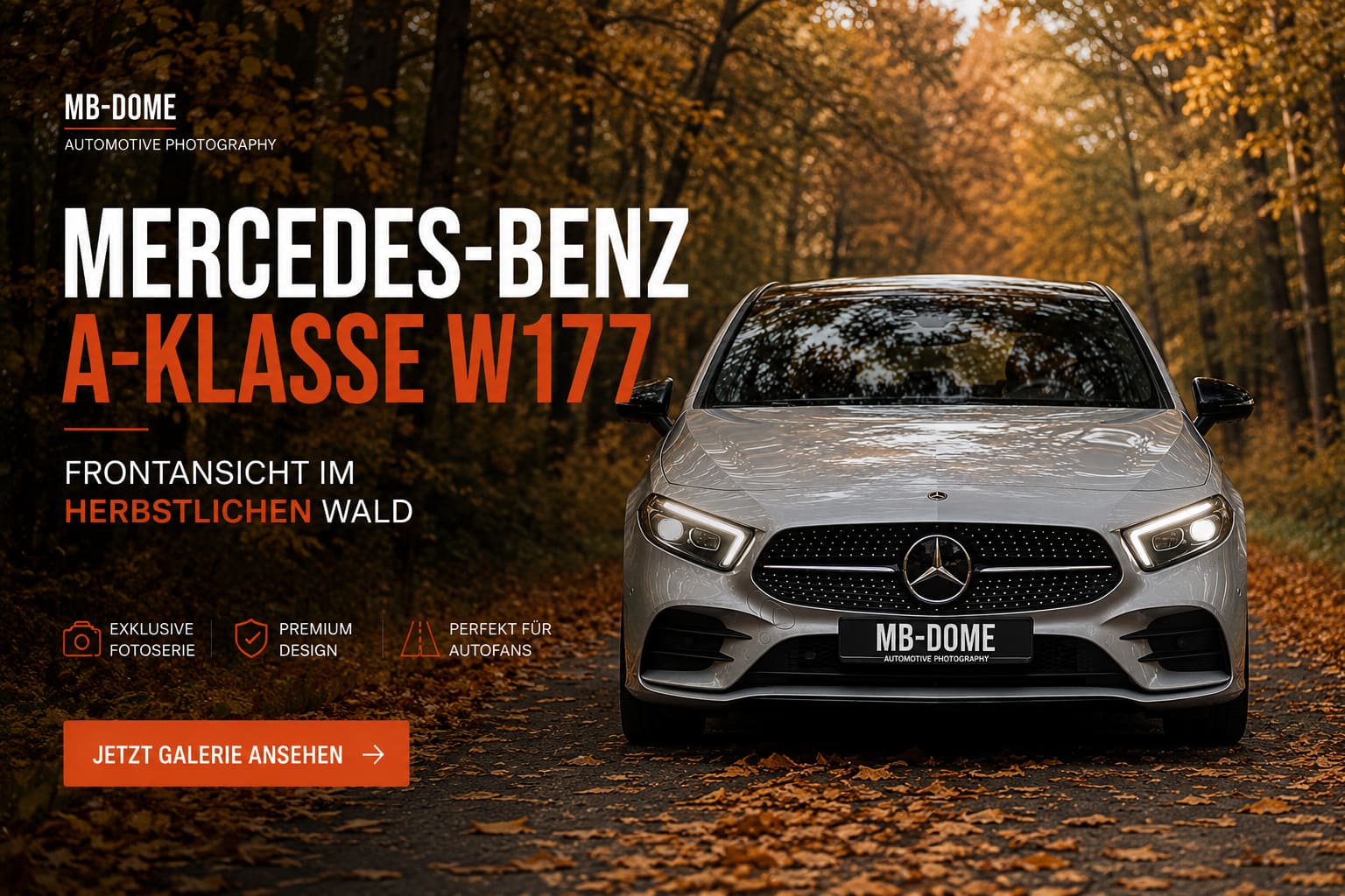 Mercedes-Benz A-Klasse W177 Frontansicht im herbstlichen Wald